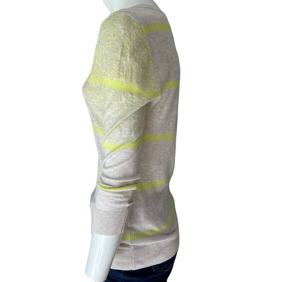 HALOGEN Sweater Womens Small Yellow Breton Stripe Sequins Pullover - Picture 4 of 10